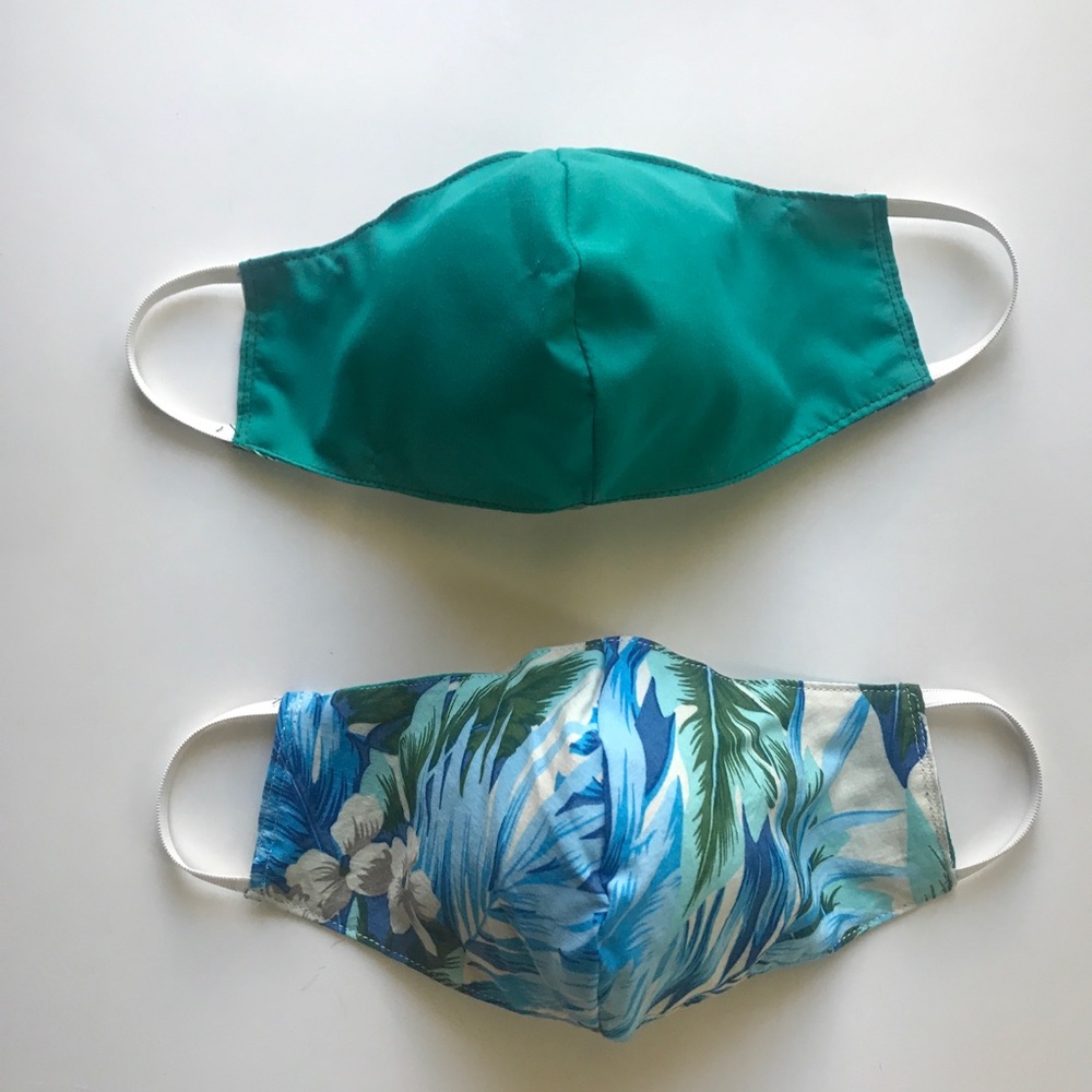 Double-sided Teal & Hawaiian Fabric Face Cover